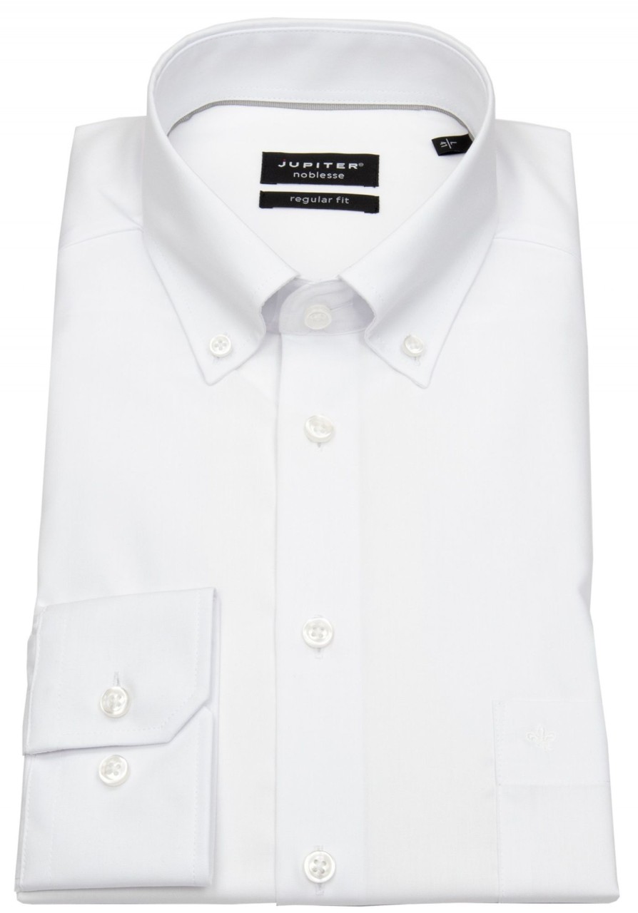 Hemden Jupiter | Jupiter Hemd - Regular Fit - Fil-A-Fil - Button Down - Weis