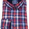 Hemden Redmond | Redmond Hemd - Comfort Fit - Button Down Kragen - Kariert - Rot - Ohne Ovp