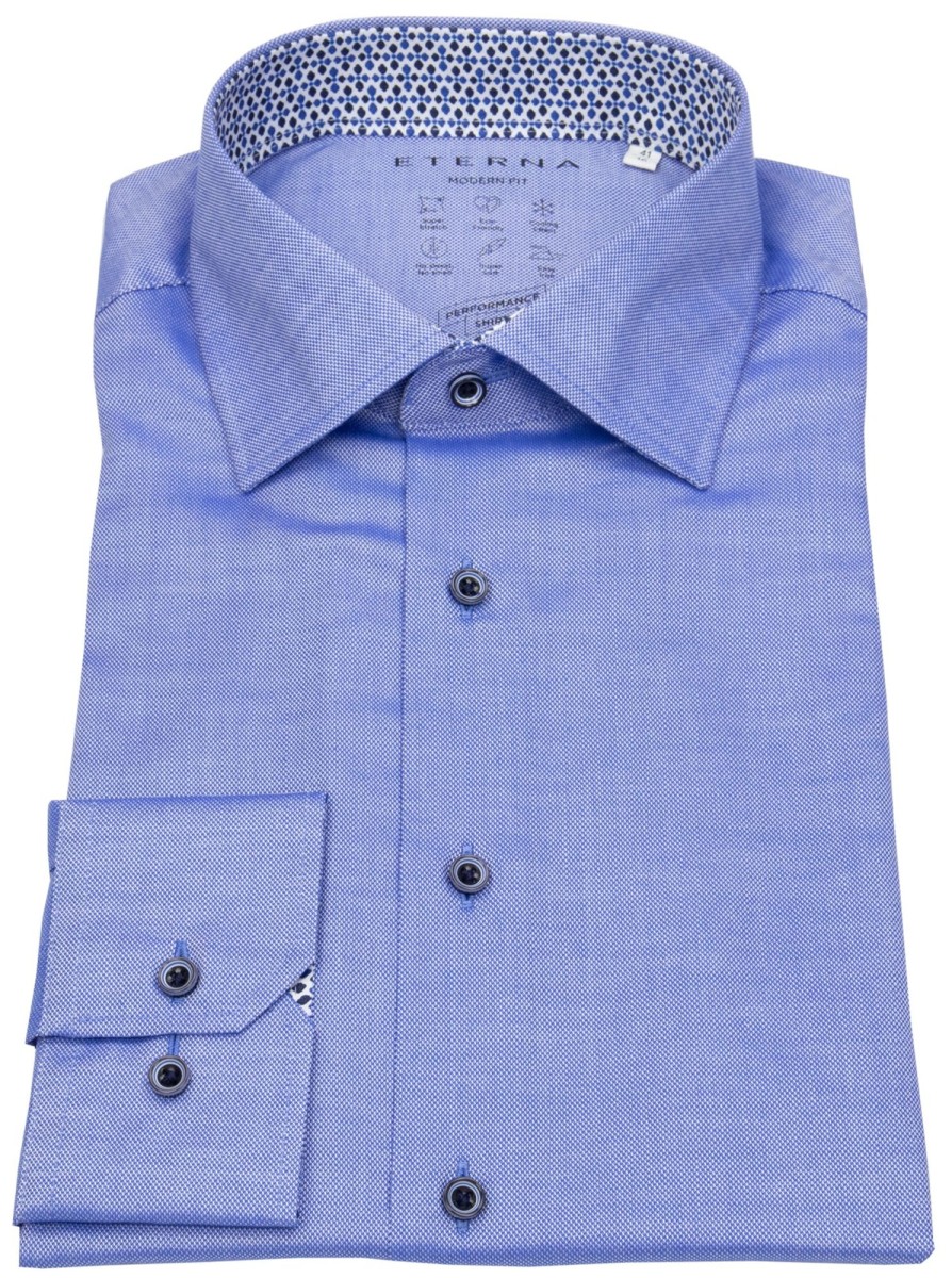 Hemden Eterna | Eterna Hemd - Modern Fit - Performance Shirt - Struktur - Blau