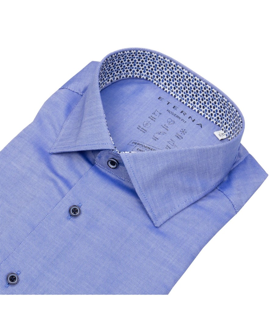 Hemden Eterna | Eterna Hemd - Modern Fit - Performance Shirt - Struktur - Blau