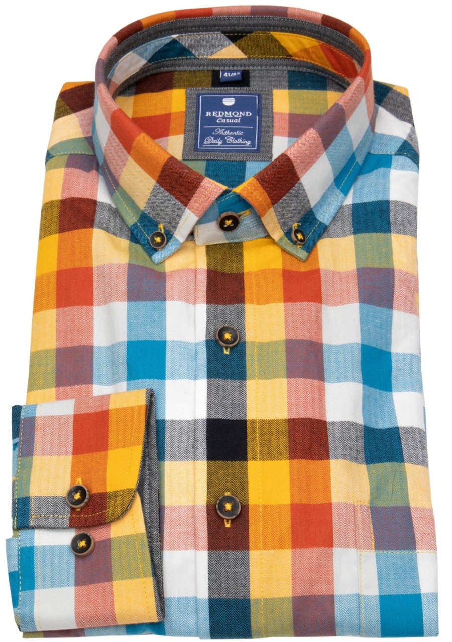 Hemden Redmond | Redmond Hemd - Comfort Fit - Button Down Kragen - Twill - Kariert - Mehrfarbig