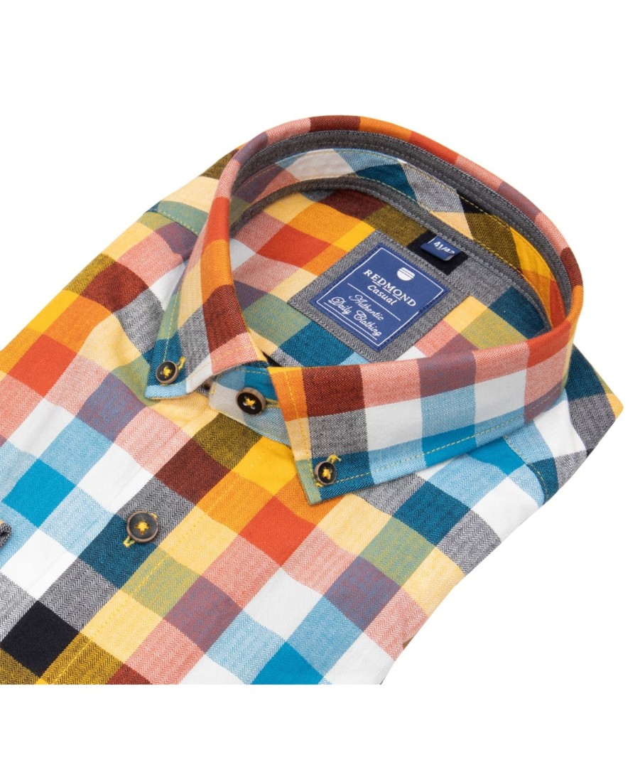 Hemden Redmond | Redmond Hemd - Comfort Fit - Button Down Kragen - Twill - Kariert - Mehrfarbig