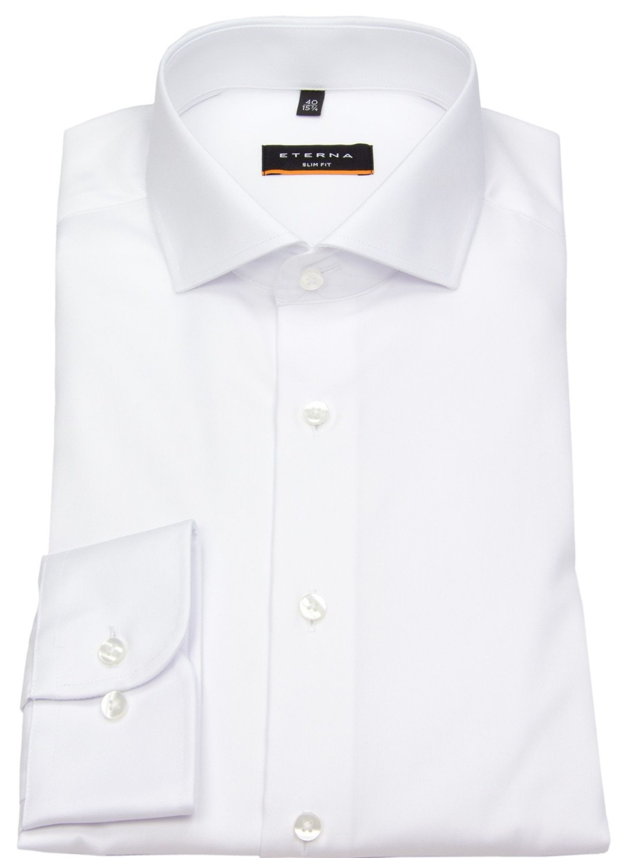 Hemden Eterna | Eterna Hemd - Slim Fit - Cover Shirt - Blickdicht - Weis - Extra Langer 72Cm Arm