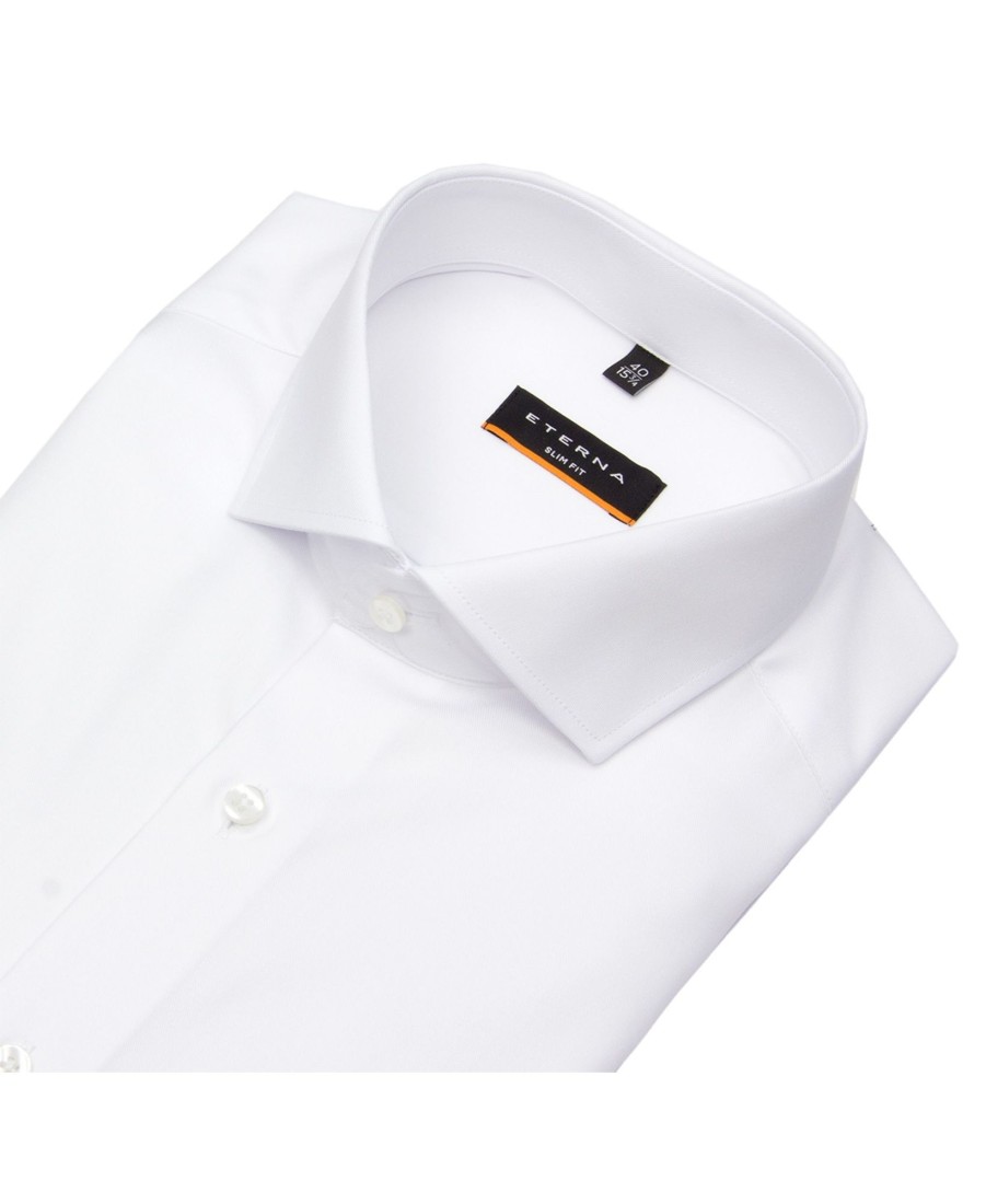 Hemden Eterna | Eterna Hemd - Slim Fit - Cover Shirt - Blickdicht - Weis - Extra Langer 72Cm Arm