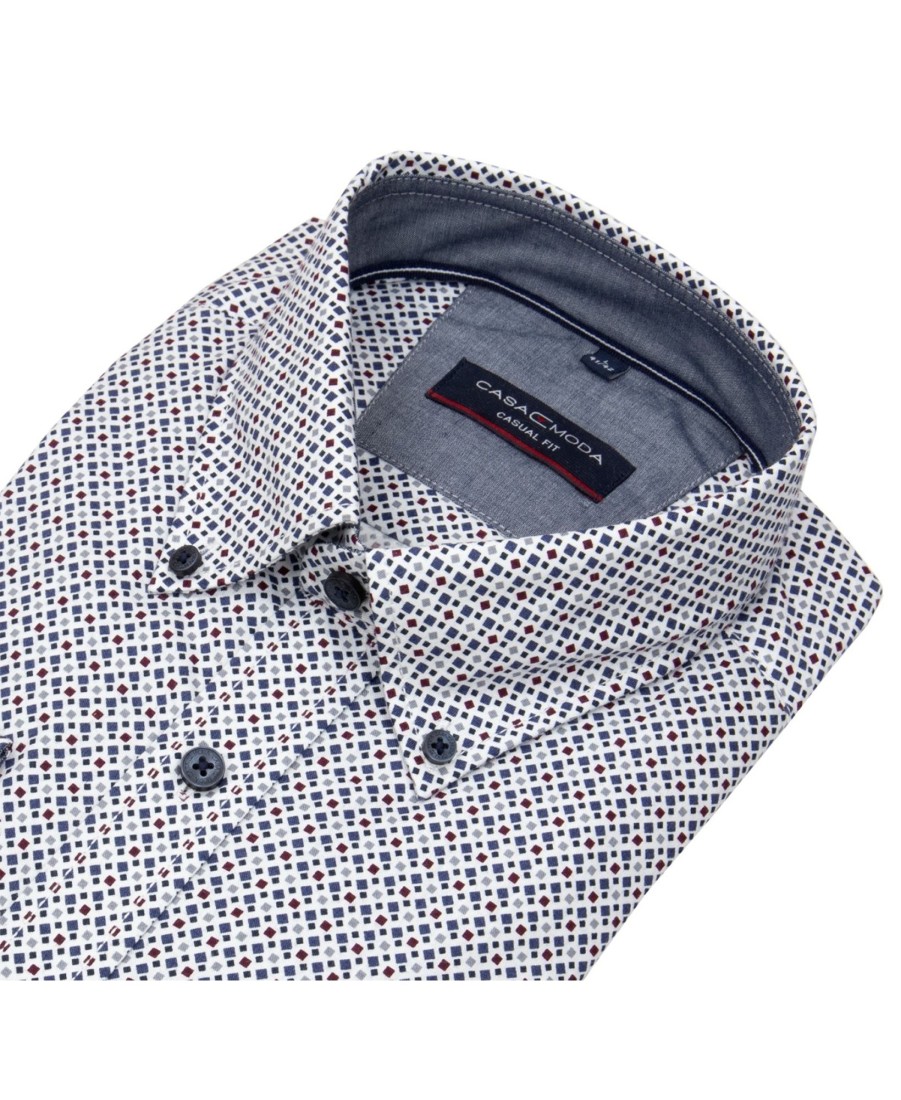 Hemden Casa Moda | Casa Moda Hemd - Casual Fit - Button Down - Print - Mehrfarbig - Extra Langer 72Cm Arm