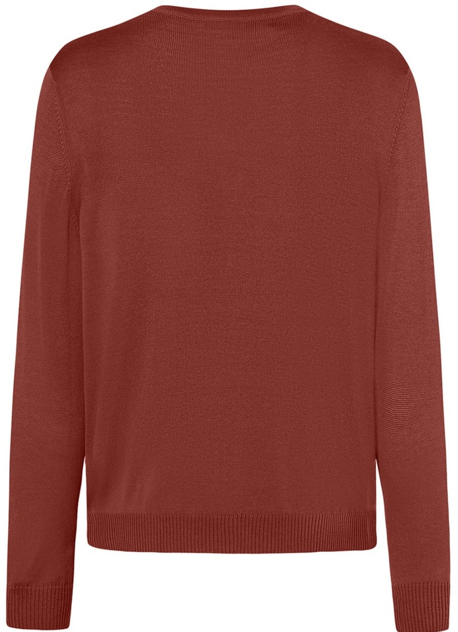 Pullover & Strick MAERZ Muenchen | Maerz Muenchen Pullover - Comfort Fit - V-Ausschnitt - Merinowolle - Rotbraun