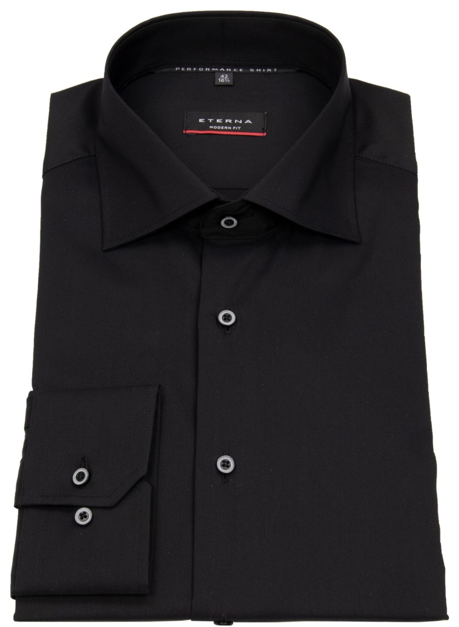 Hemden Eterna | Eterna Hemd - Modern Fit - Performance Shirt - Stretch - Schwarz - Ohne Ovp