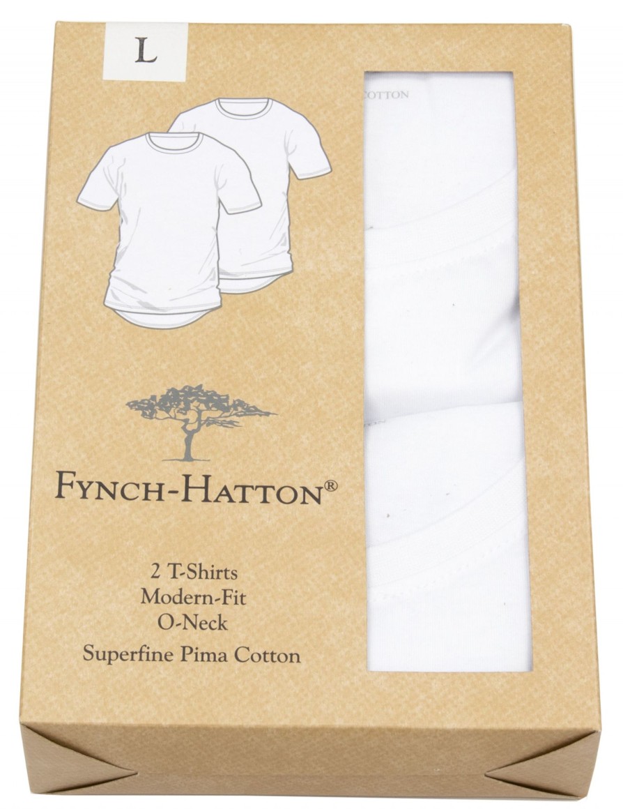 T-Shirts & Polos Fynch-Hatton V-Ausschnitt | Fynch-Hatton T-Shirt - Doppelpack - Modern Fit - V-Neck - Weis - Ohne Ovp