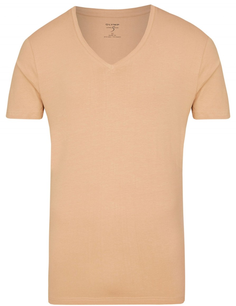 T-Shirts & Polos OLYMP V-Ausschnitt | Olymp Level Five Body Fit - T-Shirt - V-Ausschnitt - Caramel