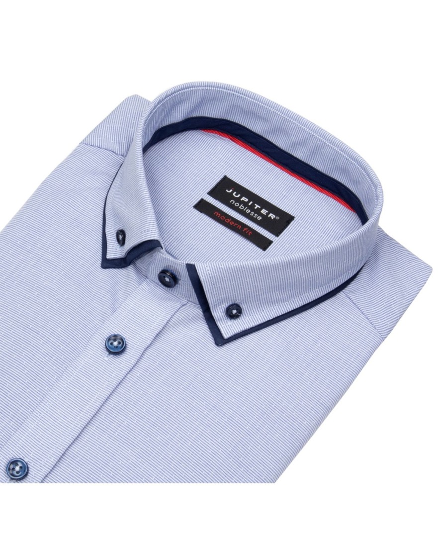 Hemden Jupiter | Jupiter Hemd - Modern Fit - Unterlegter Button Down - Hellblau - Ohne Ovp