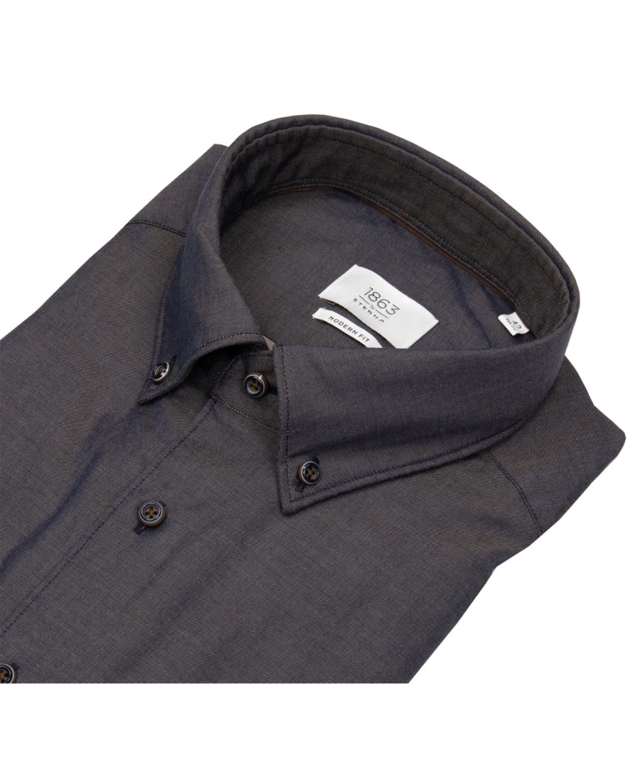 Hemden Eterna | Eterna Hemd - Modern Fit - Button Down - 1863 - Two Ply - Anthrazit - Ohne Ovp