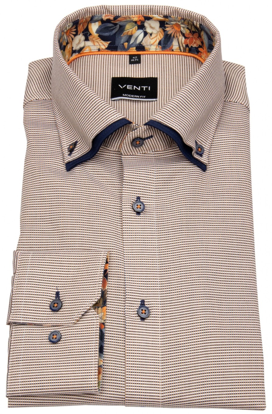 Hemden Venti | Venti Hemd - Modern Fit - Unterlegter Button Down - Orange - Ohne Ovp