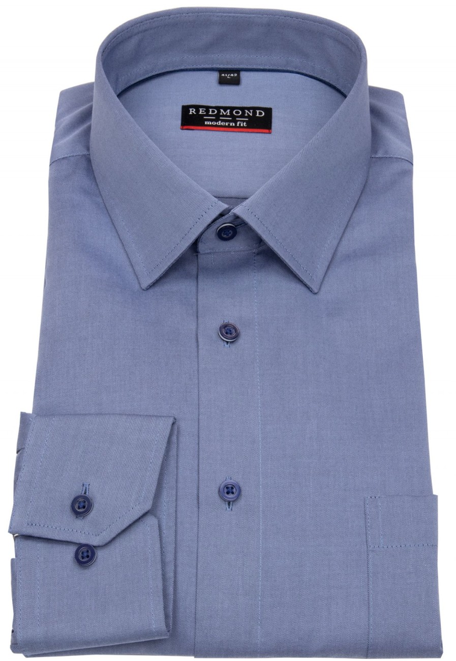 Hemden Redmond | Redmond Hemd - Modern Fit - Kentkragen - Twill - Blau