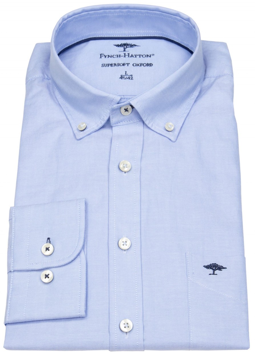 Hemden Fynch-Hatton | Fynch-Hatton Hemd - Casual Fit - Button Down - Oxford - Hellblau - Ohne Ovp