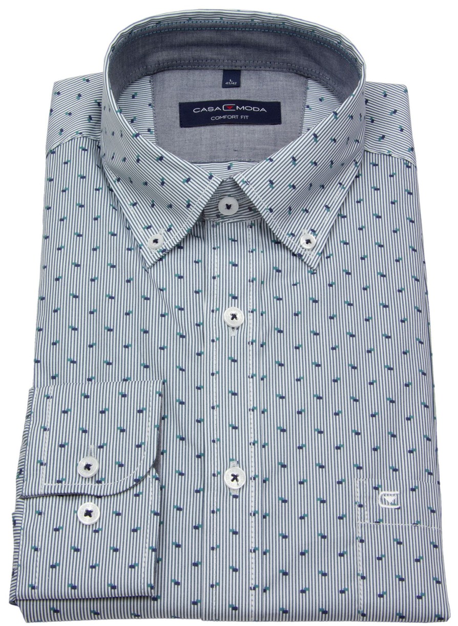 Hemden Casa Moda | Casa Moda Hemd - Comfort Fit - Button Down - Gestreift - Blau - Ohne Ovp