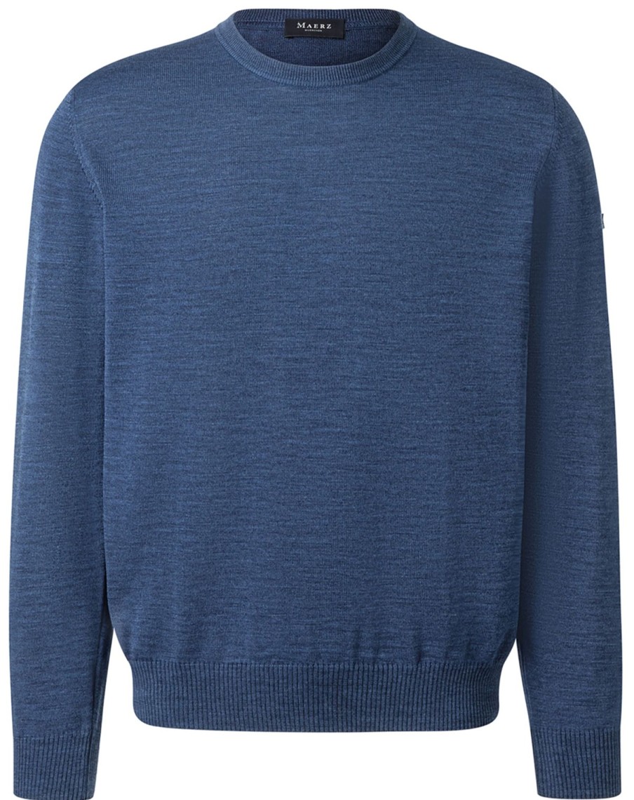 Pullover & Strick MAERZ Muenchen | Maerz Muenchen Pullover - Comfort Fit - Rundhals - Merinowolle - Blau