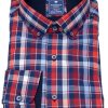 Hemden Redmond | Redmond Hemd - Comfort Fit - Button Down Kragen - Kariert - Rot