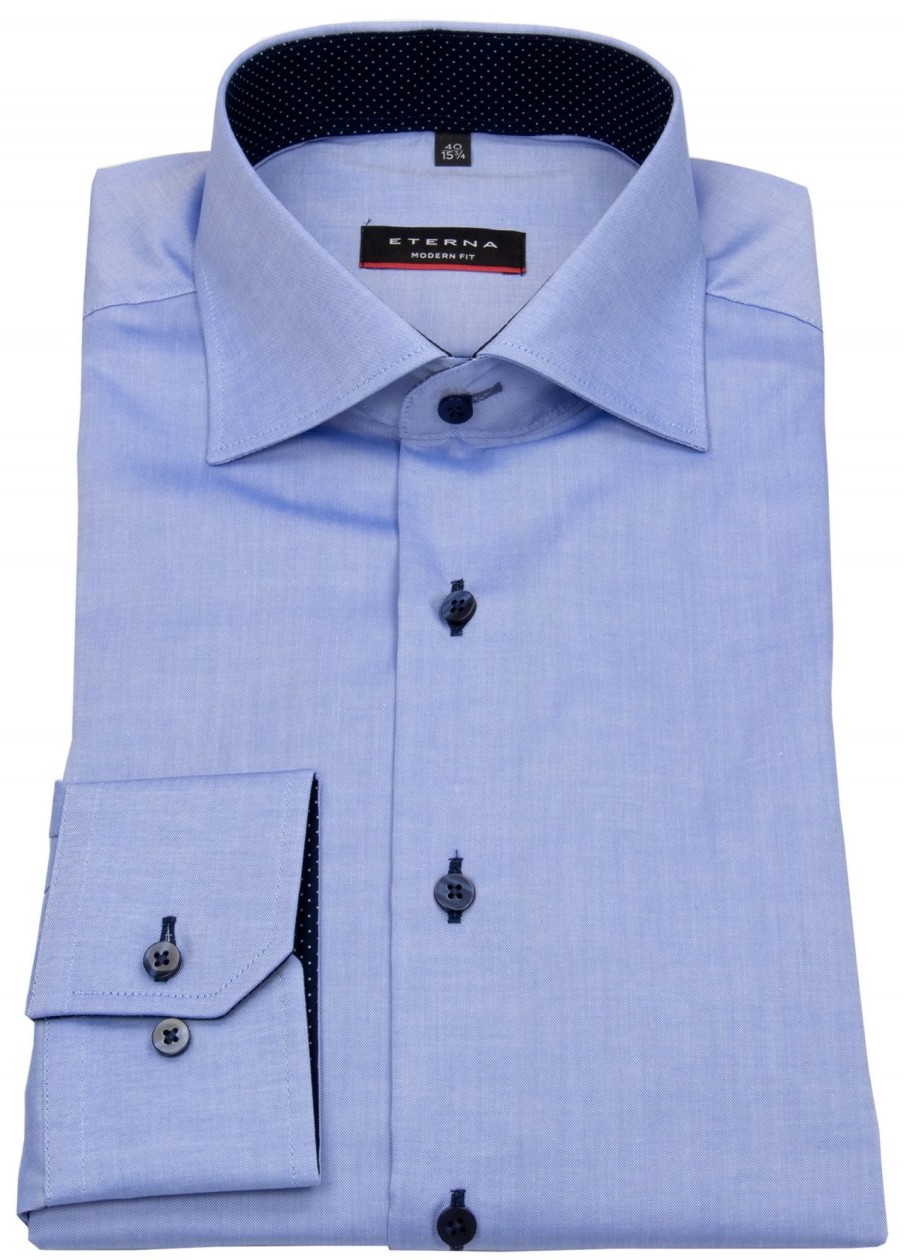 Hemden Eterna | Eterna Hemd - Modern Fit - Oxford - Kontrastknopfe - Hellblau