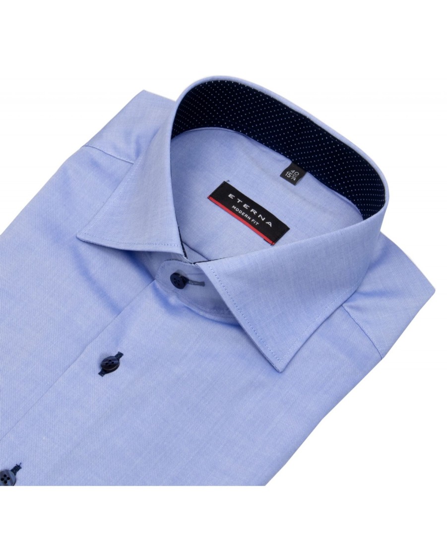 Hemden Eterna | Eterna Hemd - Modern Fit - Oxford - Kontrastknopfe - Hellblau