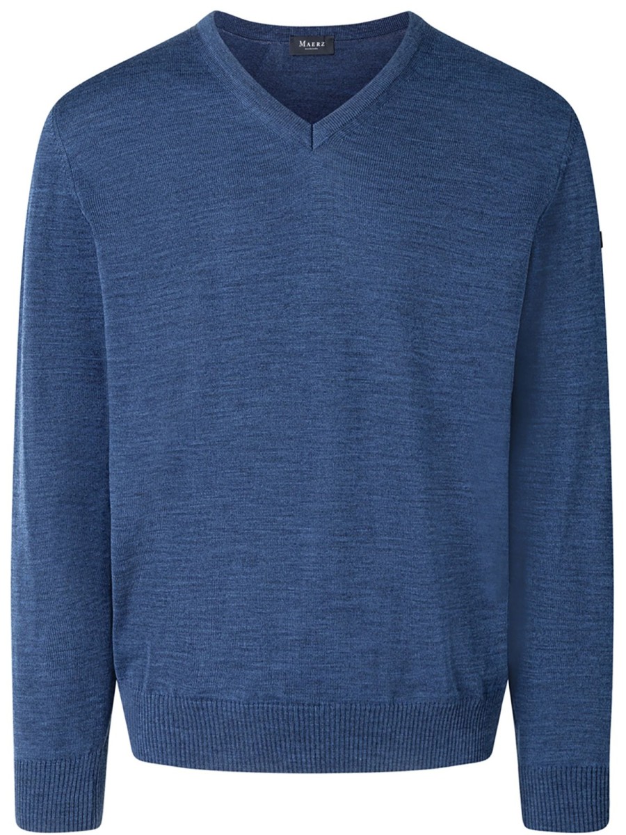 Pullover & Strick MAERZ Muenchen | Maerz Muenchen Pullover - Comfort Fit - V-Ausschnitt - Dunkelblau