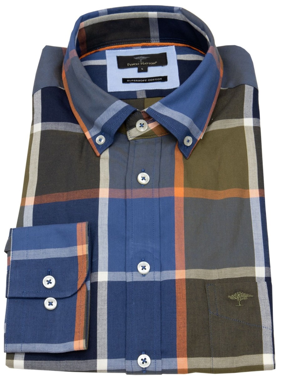 Hemden Fynch-Hatton | Fynch-Hatton Hemd - Casual Fit - Button Down - Kariert - Deep Forest