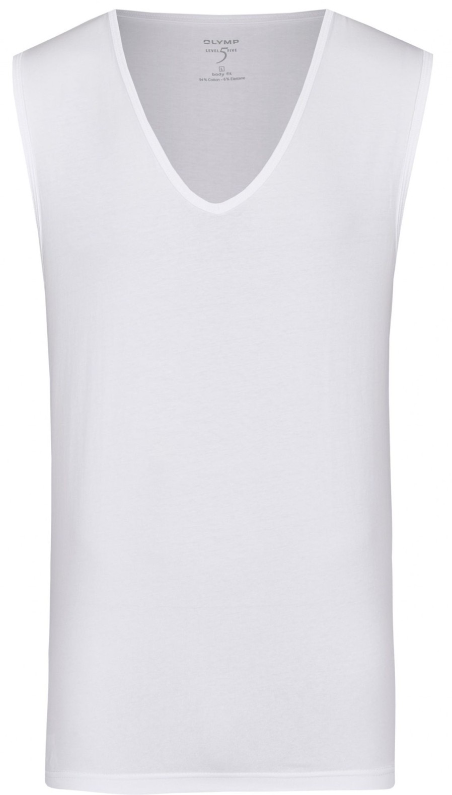 T-Shirts & Polos OLYMP Armellos / Tank Tops | Olymp Level Five Body Fit - Tank Top - Tiefer V-Ausschnitt - Weis