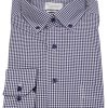 Hemden Eterna | Eterna Hemd - Modern Fit - Button Down - Dunkelblau / Weis - Extra Langer 68Cm Arm