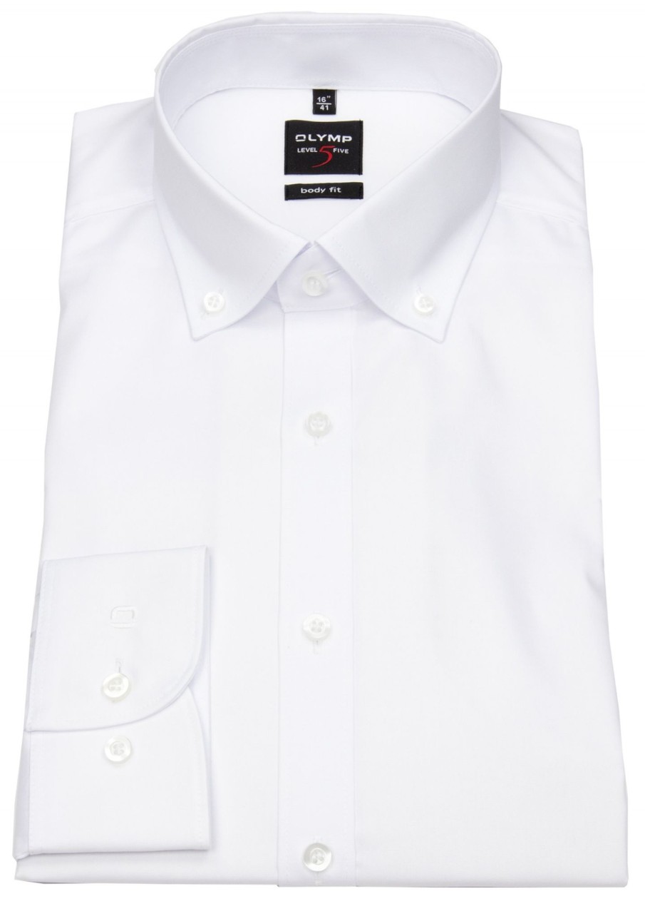 Hemden OLYMP | Olymp Hemd - Level Five Body Fit - Button Down Kragen - Weis