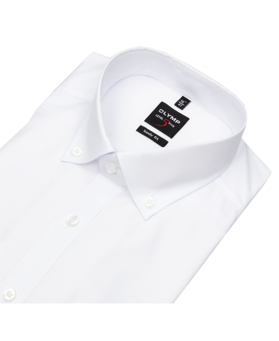 Hemden OLYMP | Olymp Hemd - Level Five Body Fit - Button Down Kragen - Weis