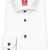 Hemden Pure | Pure Hemd - Slim Fit - Haifischkragen - Kontrastknopfe - Weis