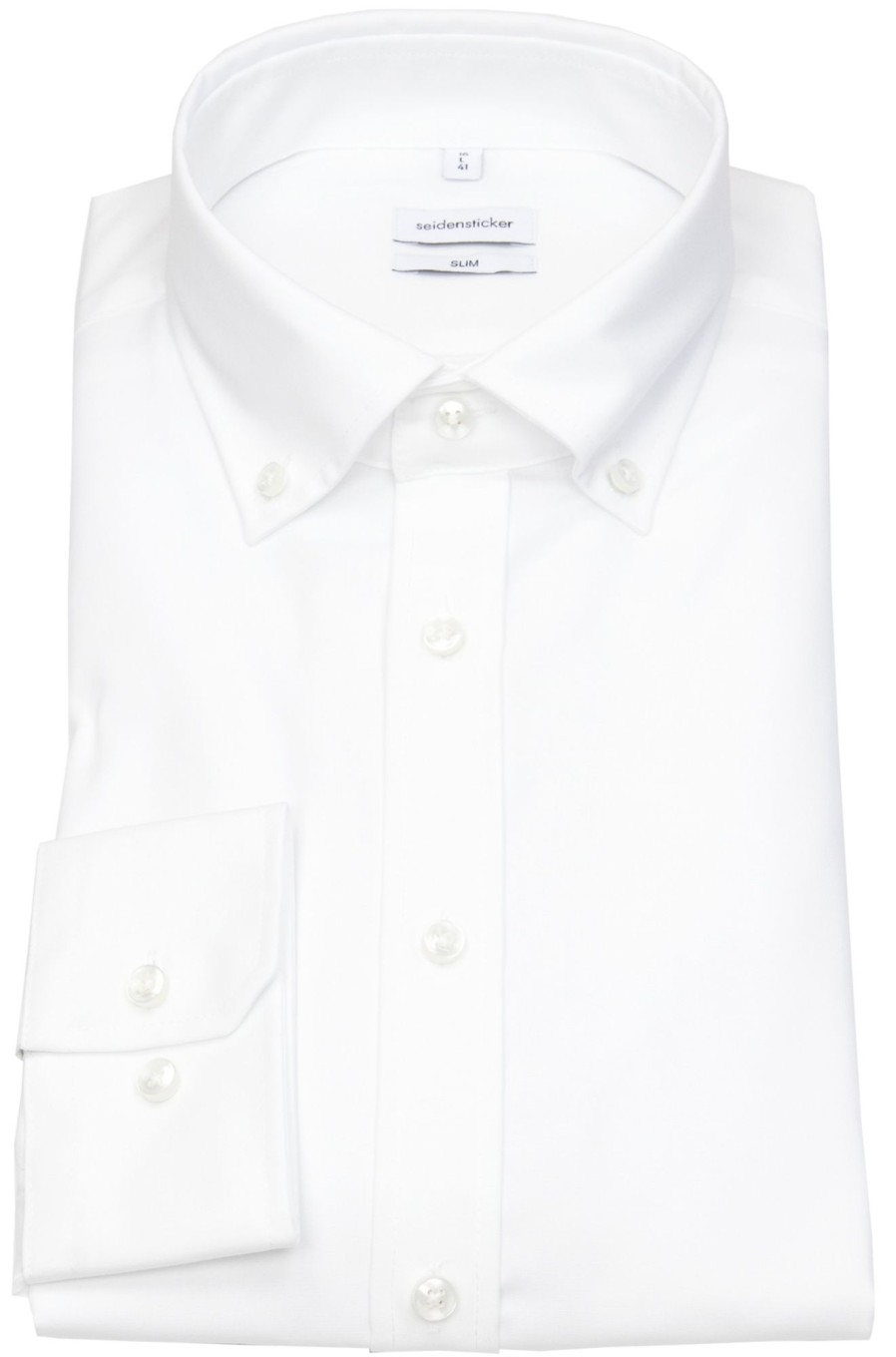 Hemden Seidensticker | Seidensticker Hemd - Slim Fit - Button Down Kragen - Weis