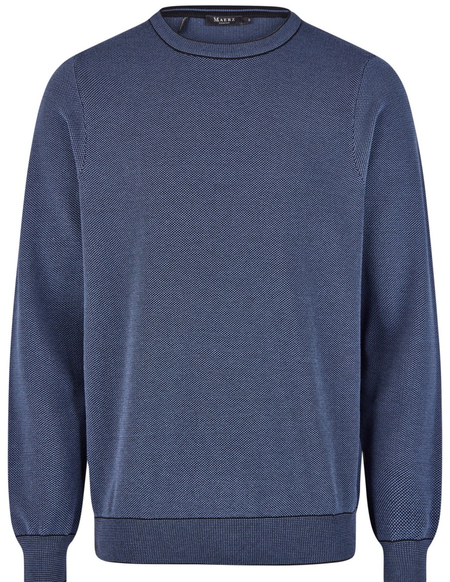 Pullover & Strick MAERZ Muenchen | Maerz Muenchen Pullover - Regular Fit - Rundhals - Bio-Baumwolle - Blau