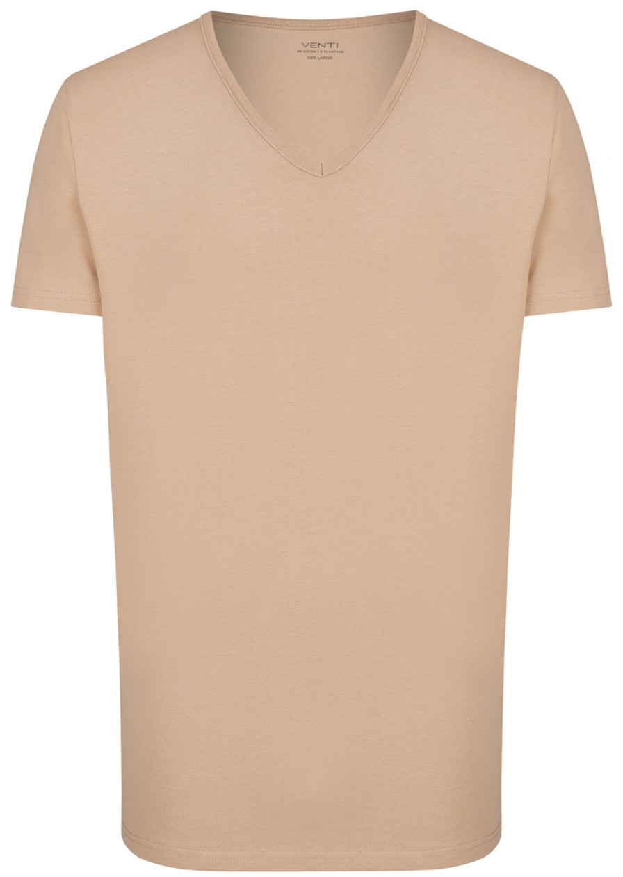 T-Shirts & Polos Venti V-Ausschnitt | Venti T-Shirt Doppelpack - Modern Fit - V-Neck - Caramel