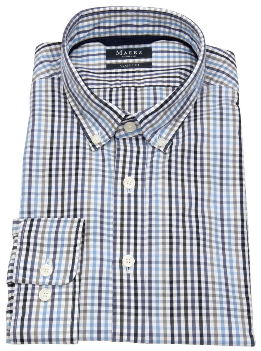 Hemden MAERZ Muenchen | Maerz Muenchen Hemd - Classic Fit - Button Down Kragen - Kariert - Ohne Ovp