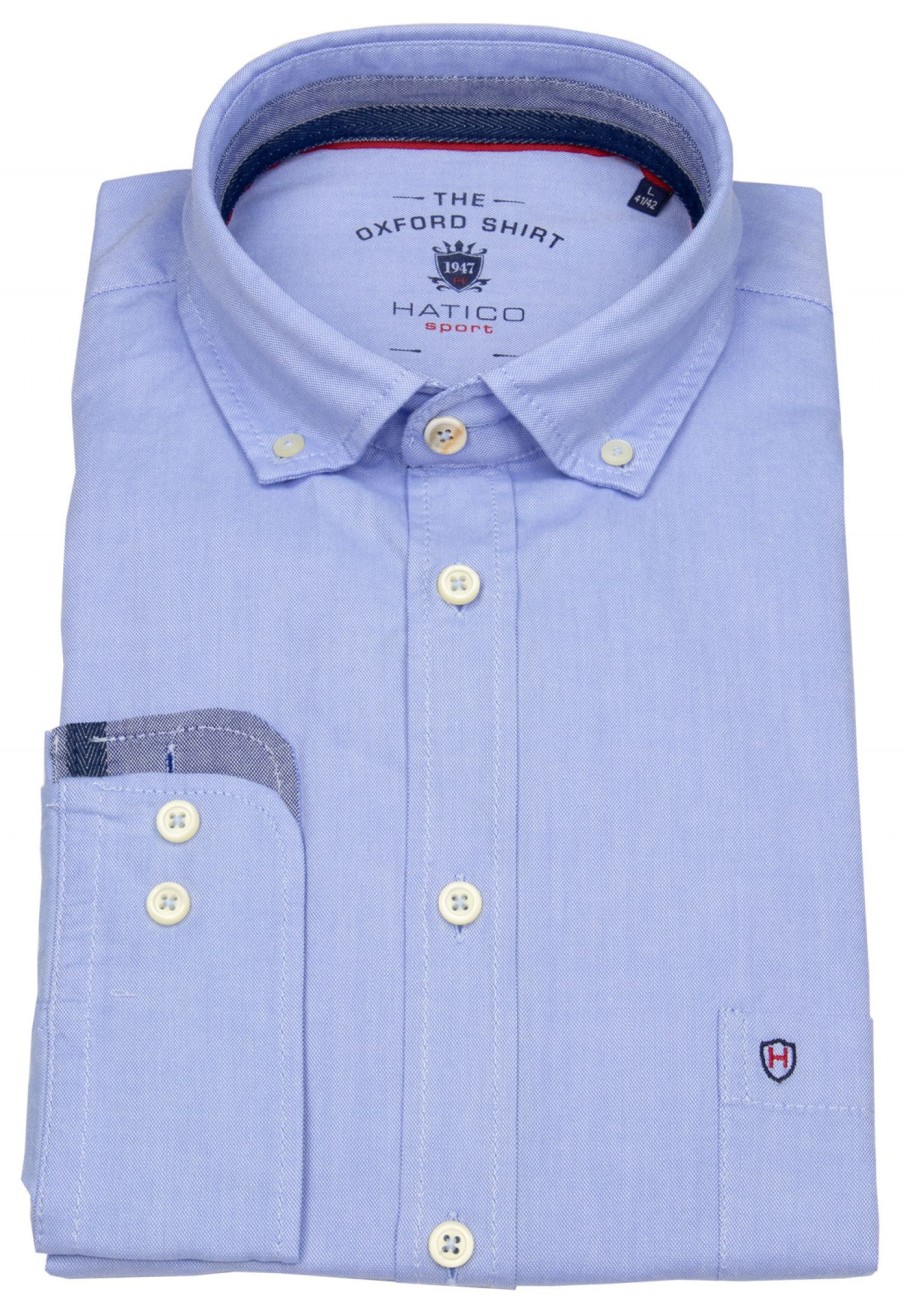 Hemden Hatico | Hatico Hemd - Modern Fit - Button Down - Oxford - Hellblau