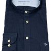 Hemden Fynch-Hatton | Fynch-Hatton Leinenhemd - Casual Fit - Stehkragen - Dunkelblau - Ohne Ovp