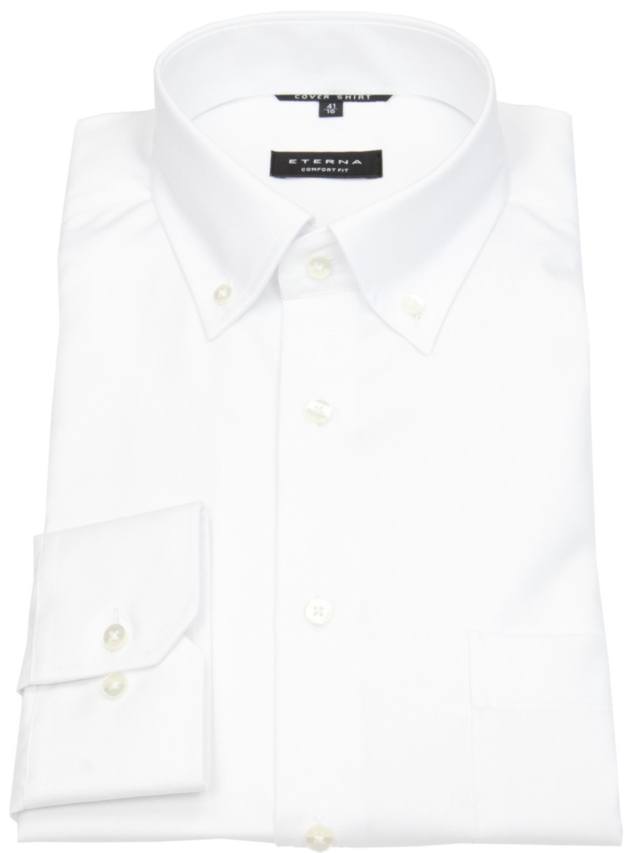 Hemden Eterna | Eterna Hemd - Comfort Fit - Button Down - Cover Shirt - Extra Blickdicht - Weis