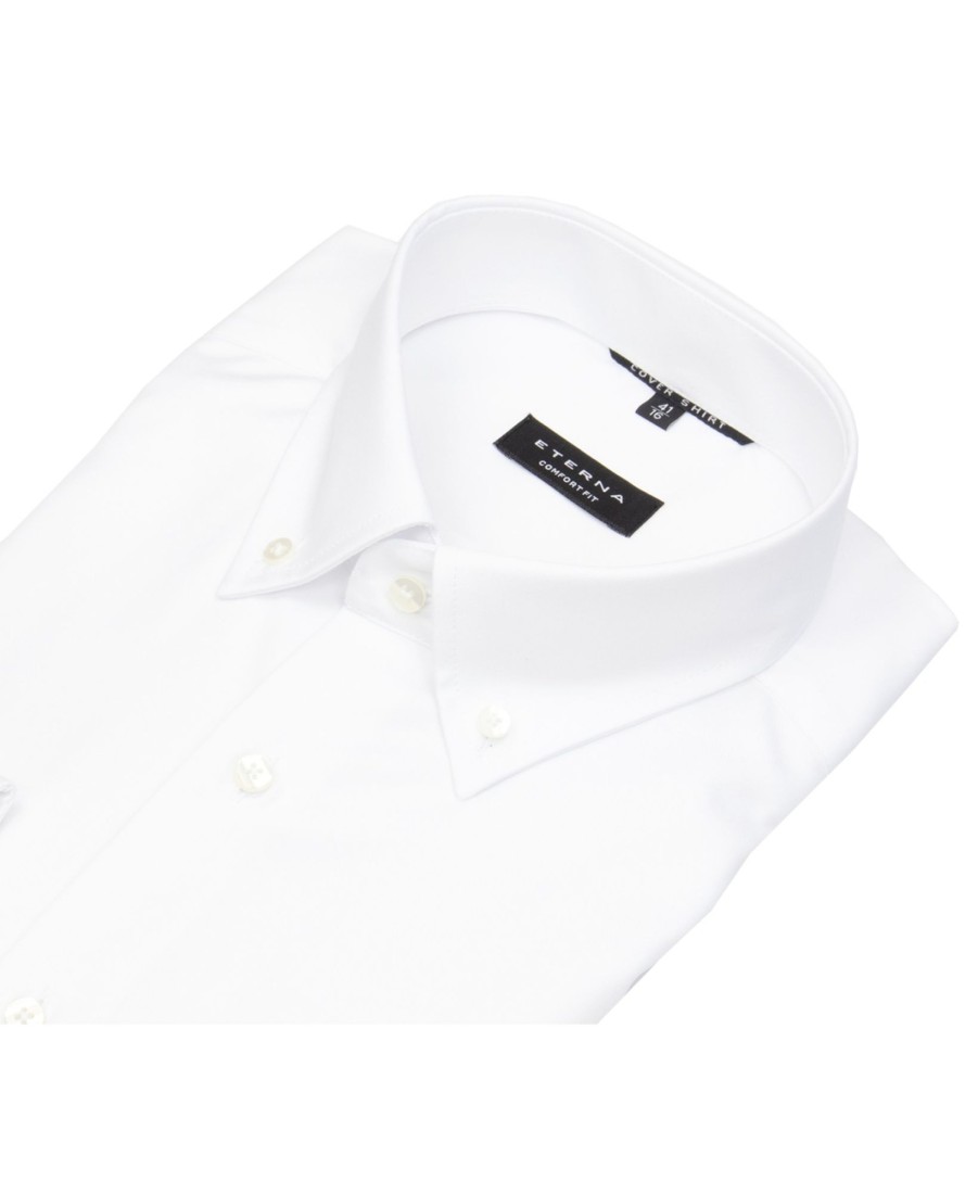 Hemden Eterna | Eterna Hemd - Comfort Fit - Button Down - Cover Shirt - Extra Blickdicht - Weis