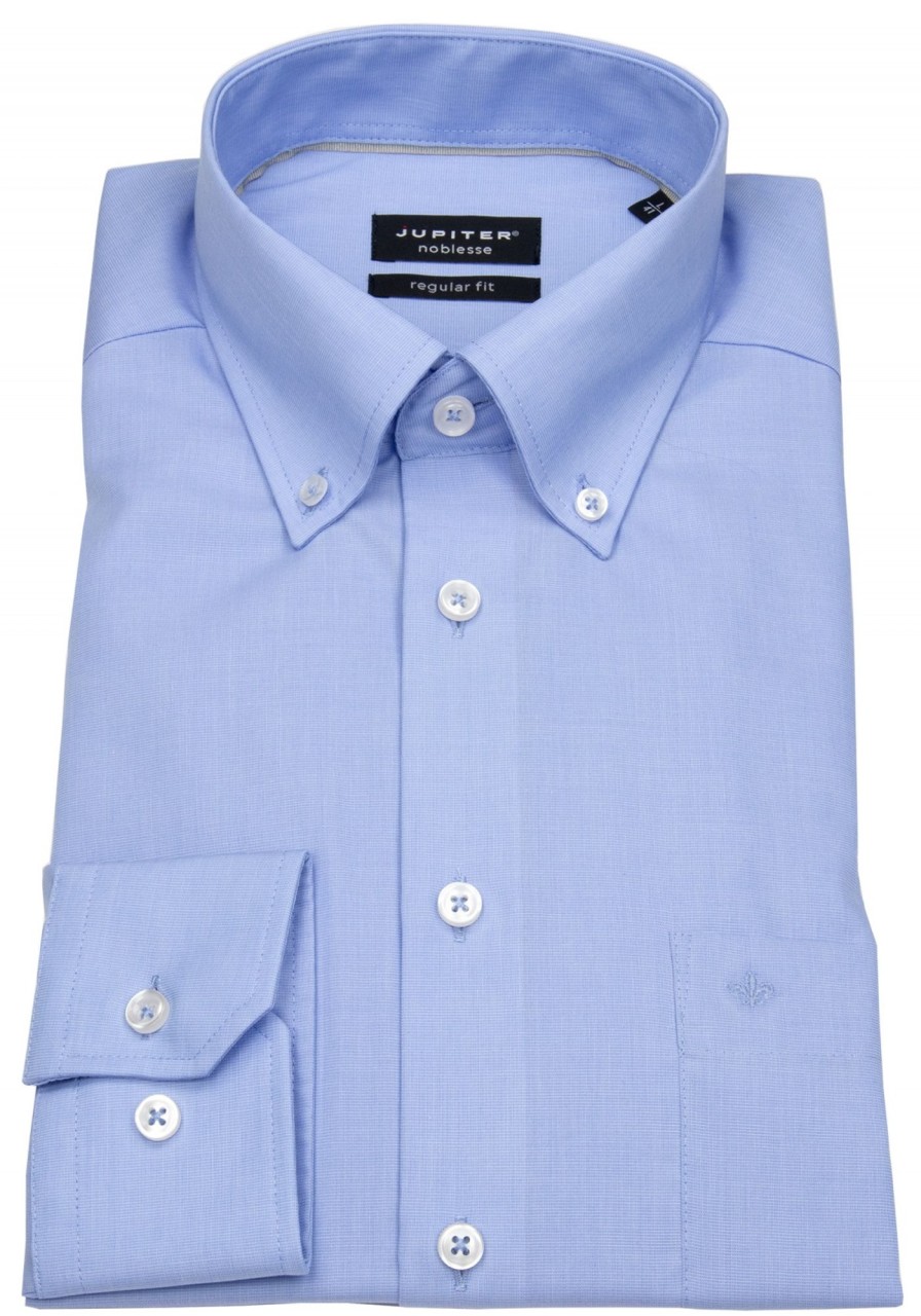 Hemden Jupiter | Jupiter Hemd - Regular Fit - Fil-A-Fil - Button Down - Hellblau