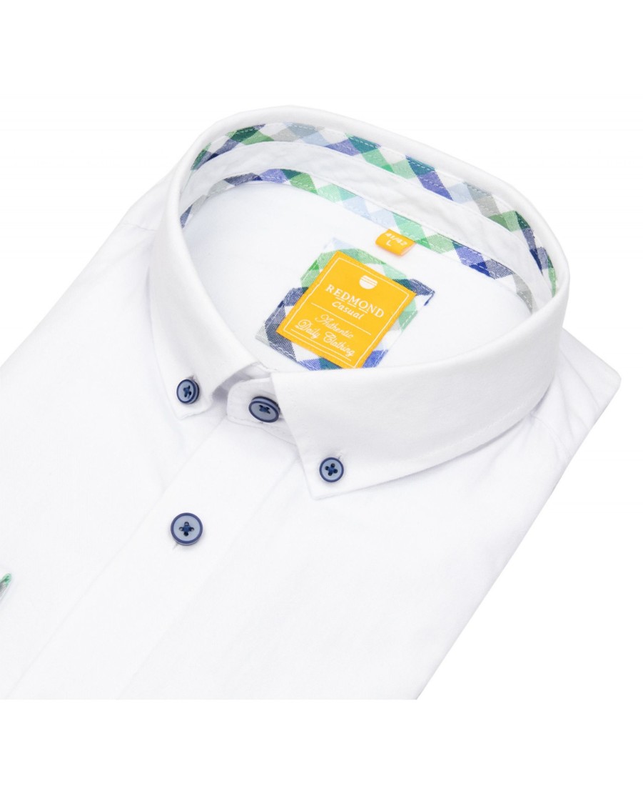 Hemden Redmond | Redmond Hemd - Casual Modern Fit - Button Down Kragen - Oxford - Weis