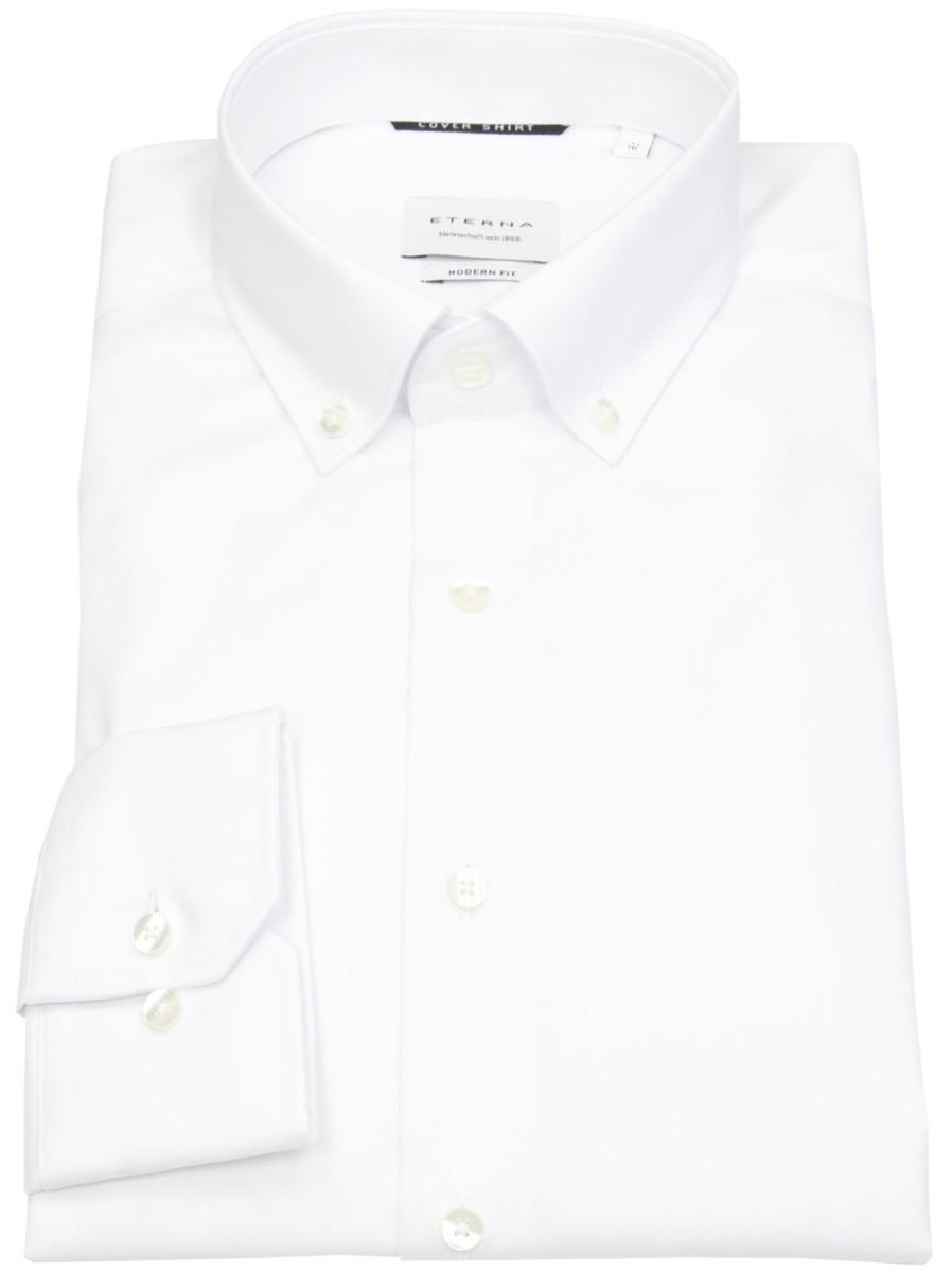 Hemden Eterna | Eterna Hemd - Modern Fit - Button Down - Cover Shirt - Extra Blickdicht - Weis