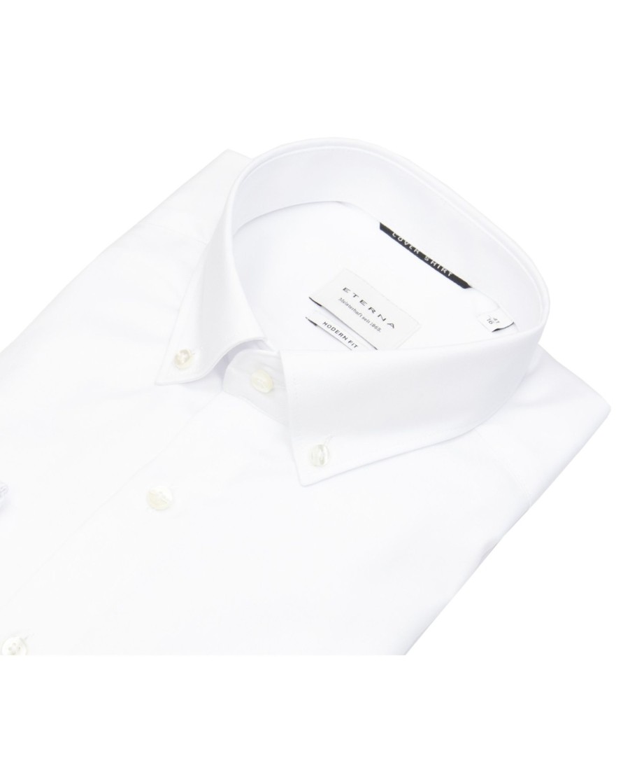 Hemden Eterna | Eterna Hemd - Modern Fit - Button Down - Cover Shirt - Extra Blickdicht - Weis