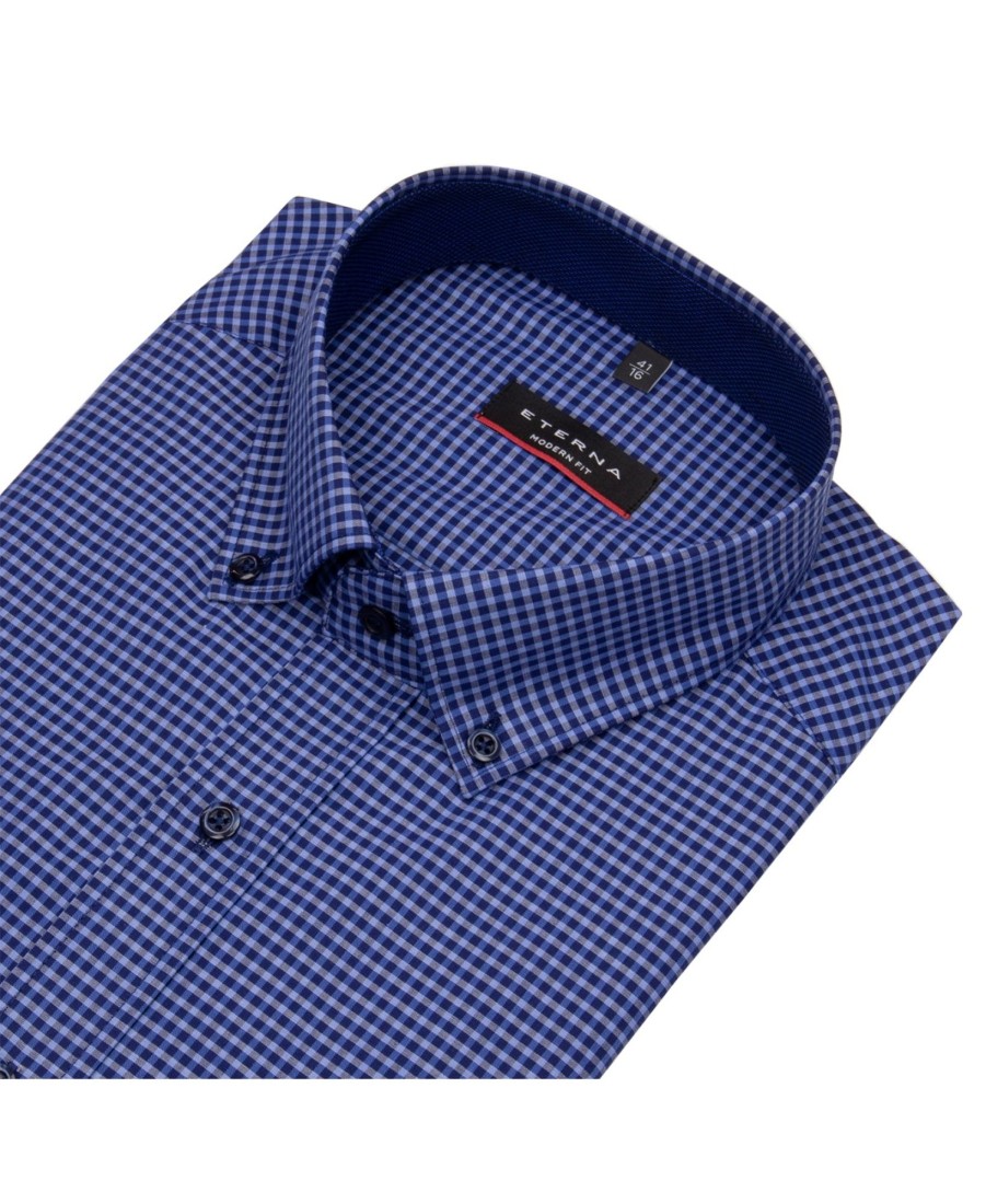 Hemden Eterna | Eterna Hemd - Modern Fit - Button Down - Dunkelblau / Blau - Ohne Ovp