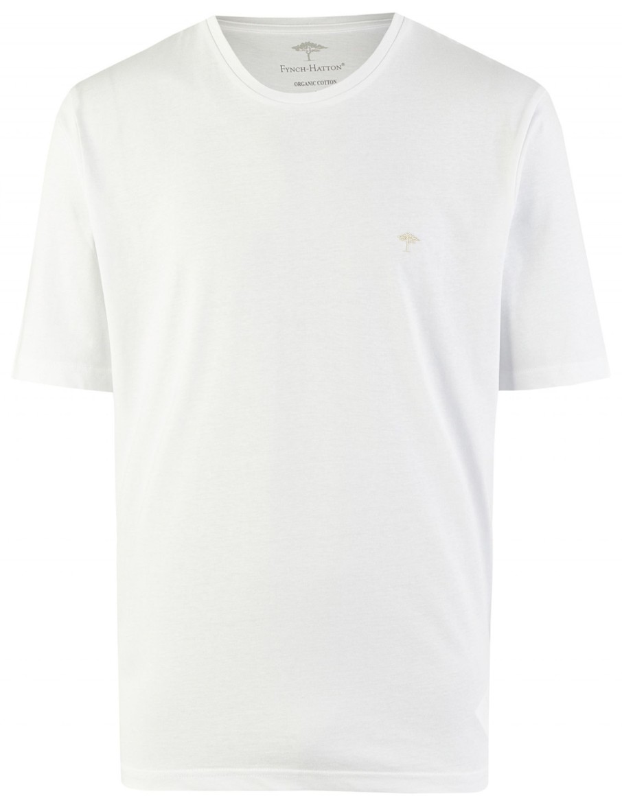 Hemden Fynch-Hatton | Fynch-Hatton T-Shirt - Casual Fit - Rundhals - Weis