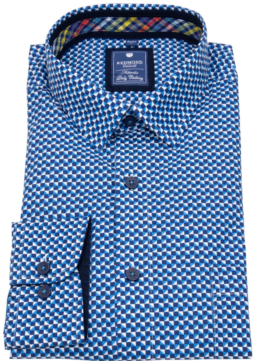 Hemden Redmond | Redmond Hemd - Comfort Fit - Print - Blau / Weis - Ohne Ovp