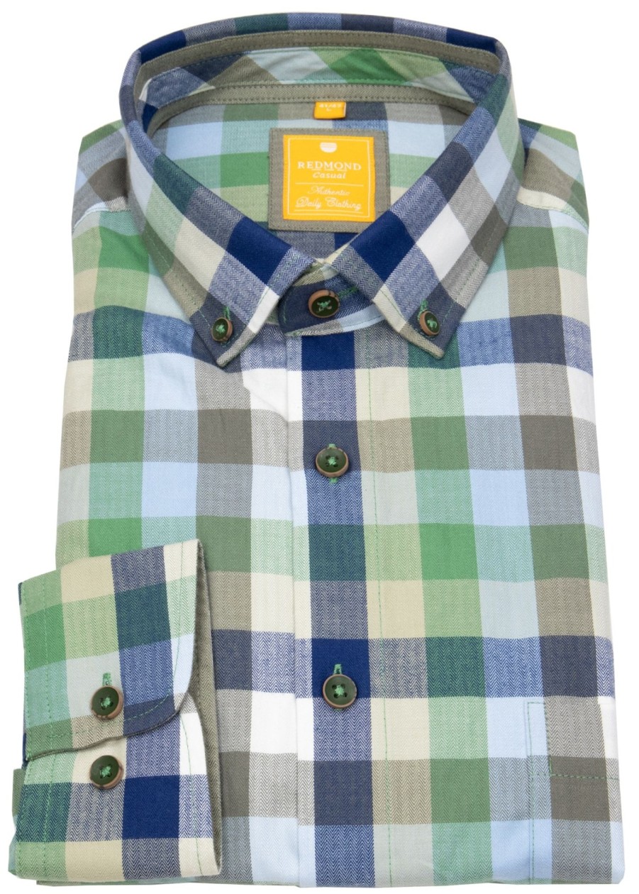 Hemden Redmond | Redmond Hemd - Modern Fit - Button Down Kragen - Twill - Kariert - Mehrfarbig