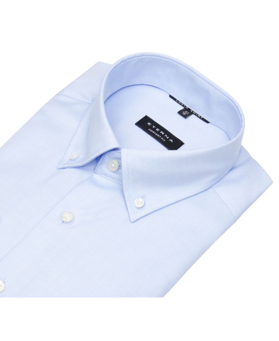 Hemden Eterna | Eterna Hemd - Comfort Fit - Button Down - Cover Shirt - Extra Blickdicht - Hellblau