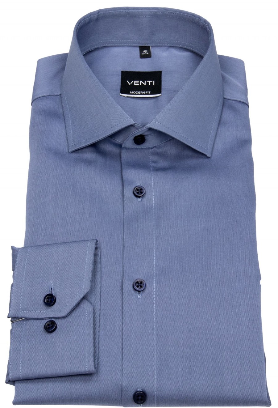 Hemden Venti | Venti Hemd - Modern Fit - Twill - Blau - Extra Langer Arm 72Cm