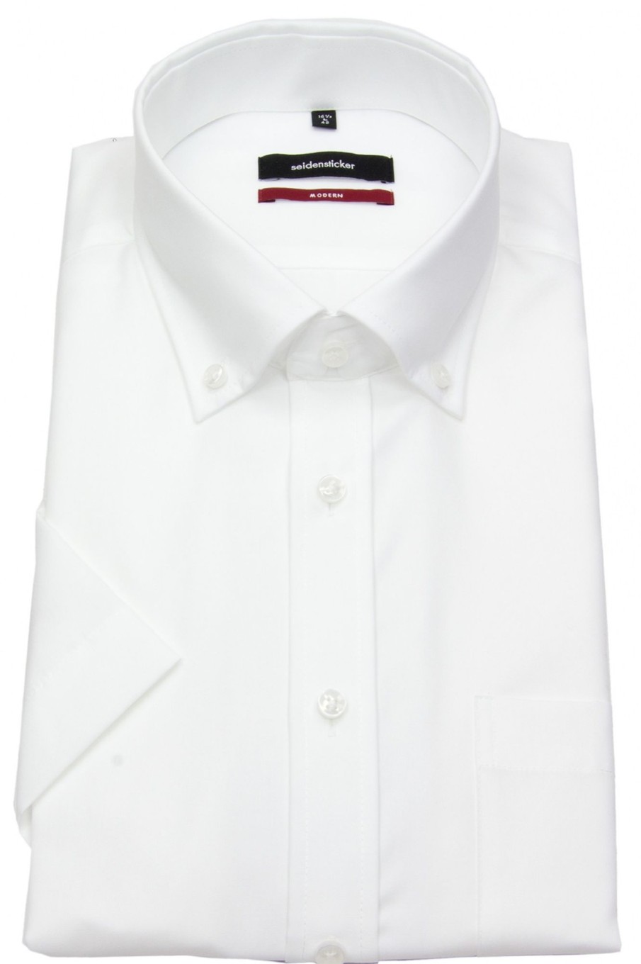 Hemden Seidensticker | Seidensticker Halbarmhemd - Regular Fit - Button Down Kragen - Weis