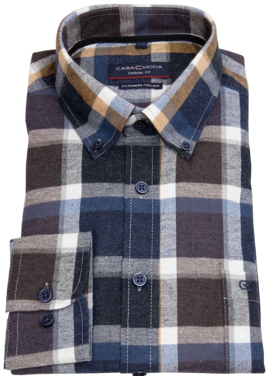 Hemden Casa Moda | Casa Moda Hemd - Casual Fit - Button Down Kragen - Flanell - Kariert - Mehrfarbig